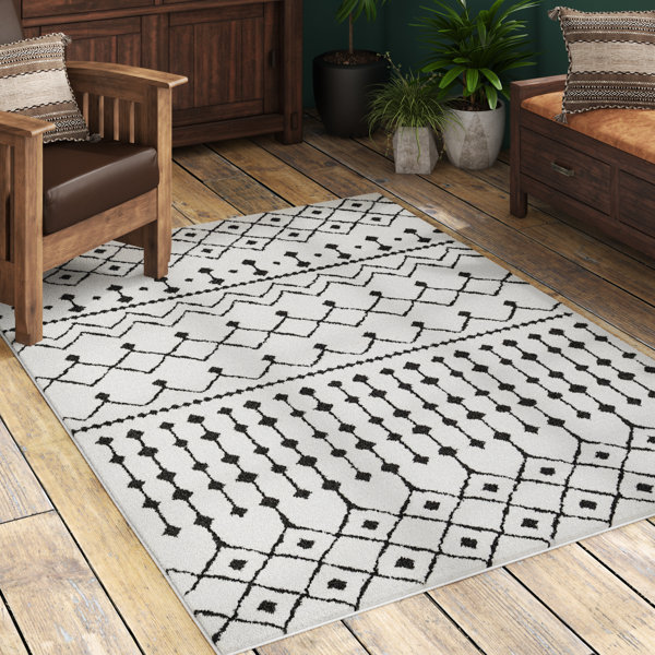Union Rustic Rhodes Geometric Black/Charcoal Area Rug & Reviews Wayfair